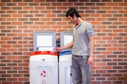 Various types of construction waste sorted for disposal